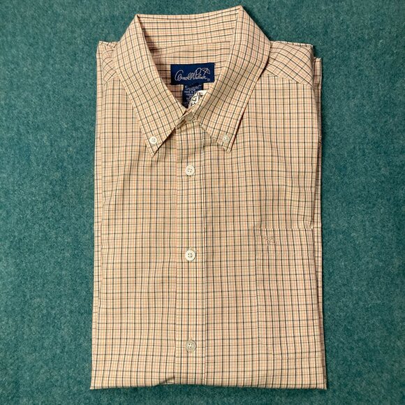 Arnold Palmer Mens L (16 1/2) Subtle Plaid Short Sleeve Shirt - Picture 2 of 7